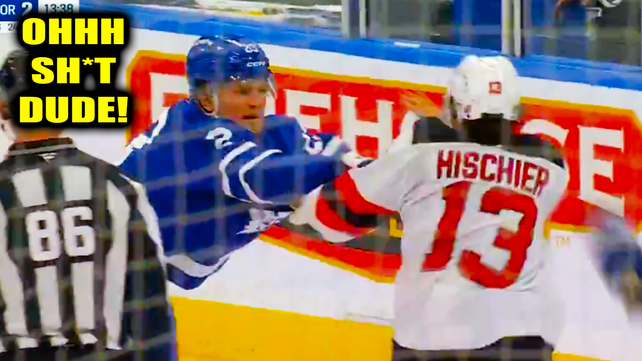 Matthew Knies Nico Hischier Fight Scrap | Toronto Maple Leafs vs New Jersey Devils 2025 Highlights