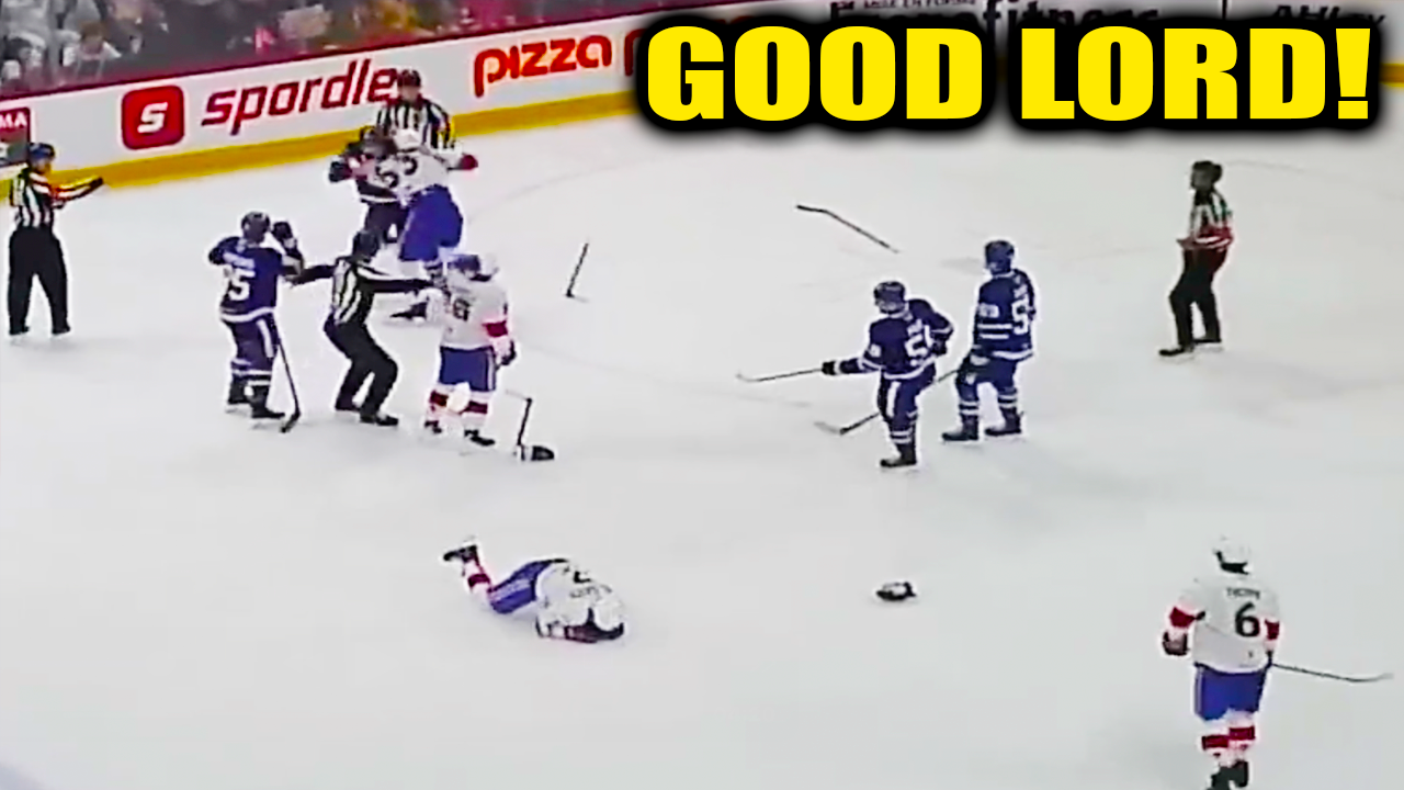 Michael Pezzetta Hit on Michael Pezzetta Fight Brawl w/ Floria Xhekaj | Marlies vs Laval Rocket 2025 Highlights