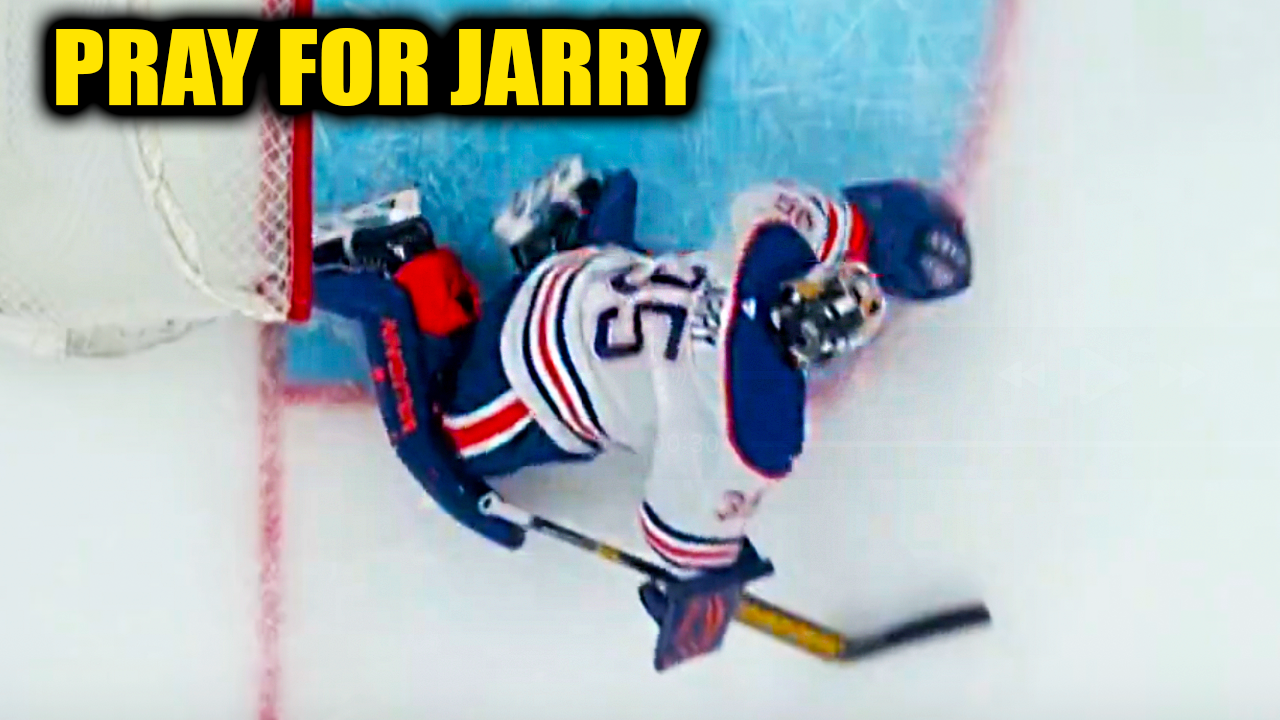 Tristan Jarry Injury left the game for Edmonton after this play | Oilers vs Bruins 2025 Highlights