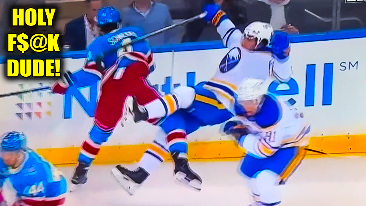 Braden Schneider HUGE HIT on Peyton Krebs | New York Rangers vs Buffalo Sabres 2026 Highlights