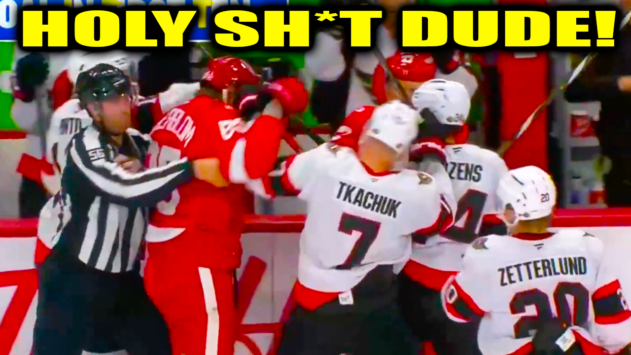 Brady Tkachuk Elmer Söderblom Fight Scrap (Thomas Chabot) | Senators vs Red Wings 2026 Highlights
