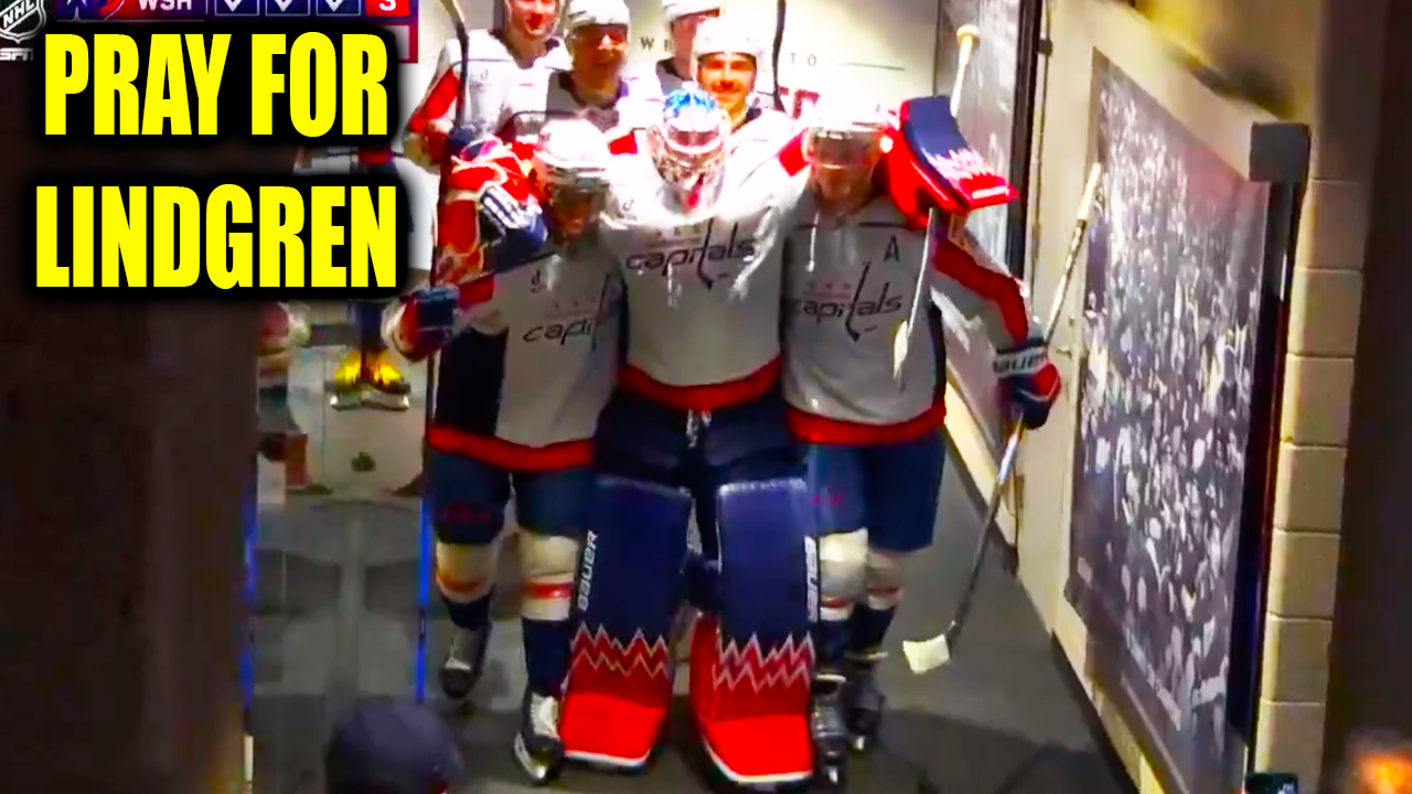 Charlie Lindgren Injury, stayed in game, then won shootout helped to locker room | Capitals vs Red Wings 2026 Highlights