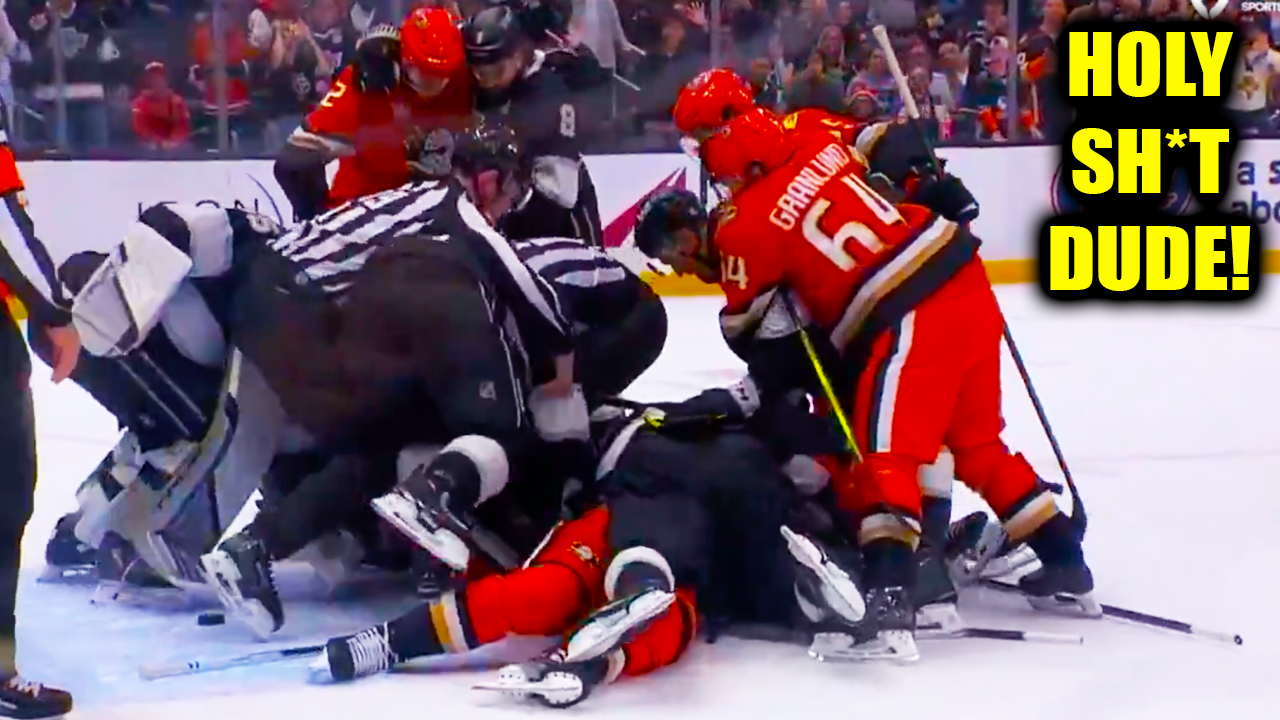 Darcy Kuemper gets into fight scrum in front of his net, and Lukas Dostal leaves his crease to check it out | LA Kings vs Anaheim Ducks 2026 Highlights