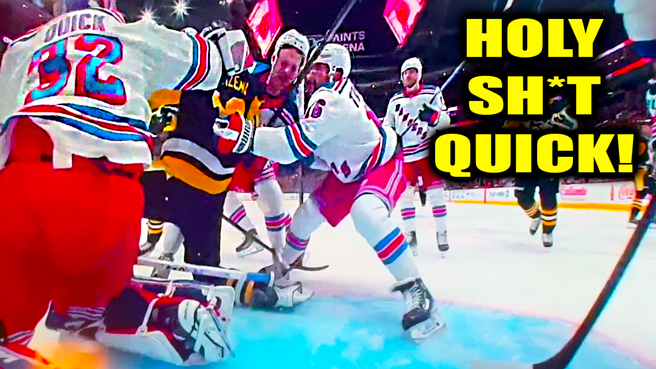 Jonathan Quick Justin Brazeau Fight Scrum | New York Rangers vs Pittsburgh Penguins 2026 Highlights