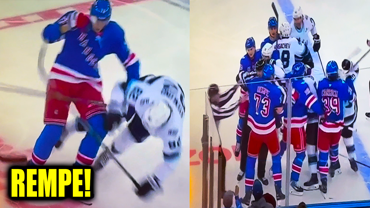 Matt Rempe Hit on Kevin Stenlund Fight Scrum | New York Rangers vs Utah Mammoth 2026 Highlights