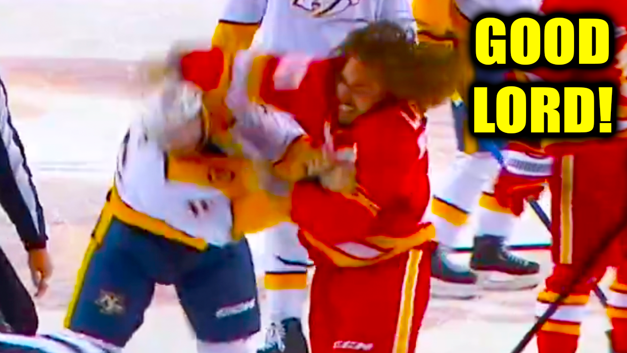 Ryan Lomberg Cole Smith Fight Scrap | Nashville Predators vs Calgary Flames 2025 Highlights