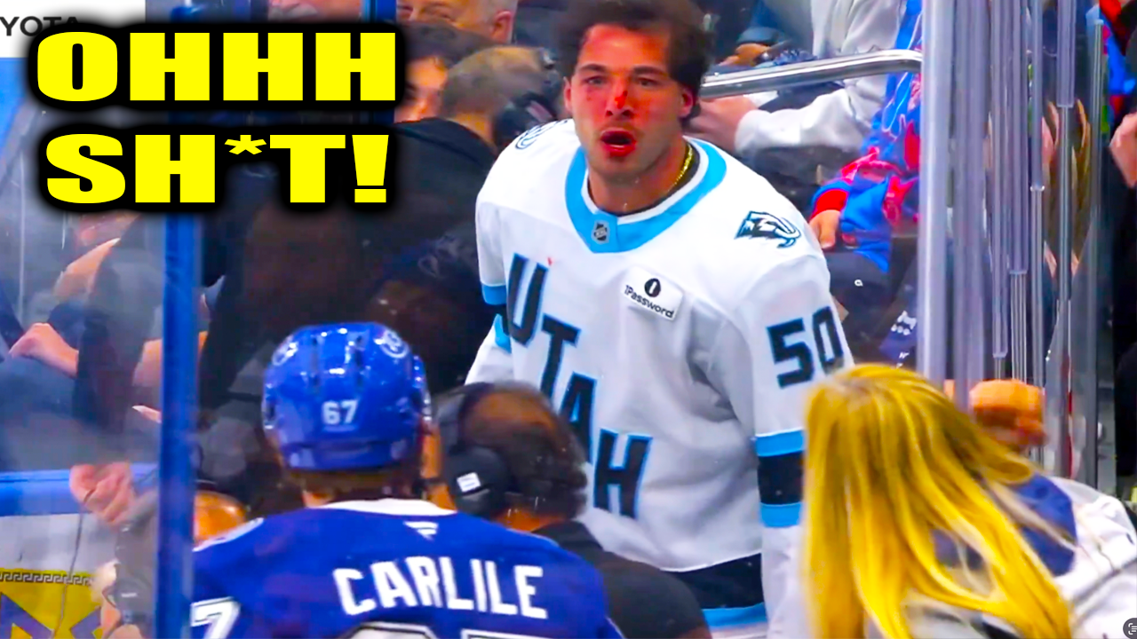 Sean Durzi arguing with Declan Carlile in the penalty box | Lightning vs Utah 2026 Highlights