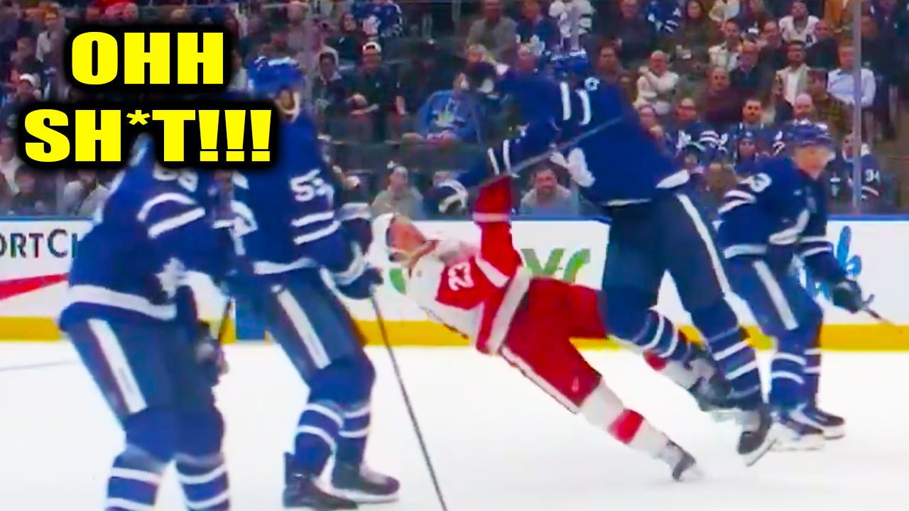 Simon Benoit HUGE HIT on Lucas Raymond Scrum Ensues | Toronto Maple Leafs vs Detroit Red Wings 2026 Highlights