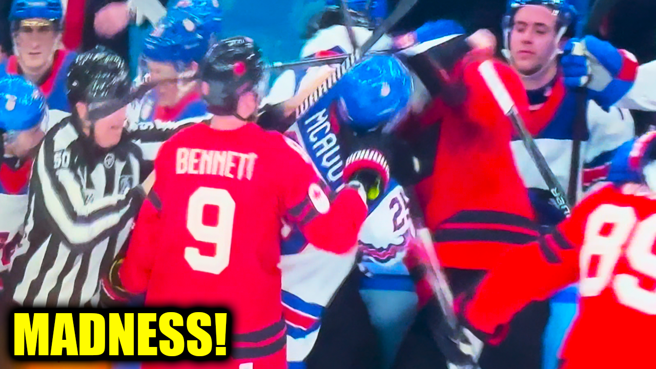 Charlie McAvoy, Tom Wilson, Sam Bennet, Brad Marchand, Vincent Trocheck Fight | USA vs Canada 2026 Men’s Ice Hockey