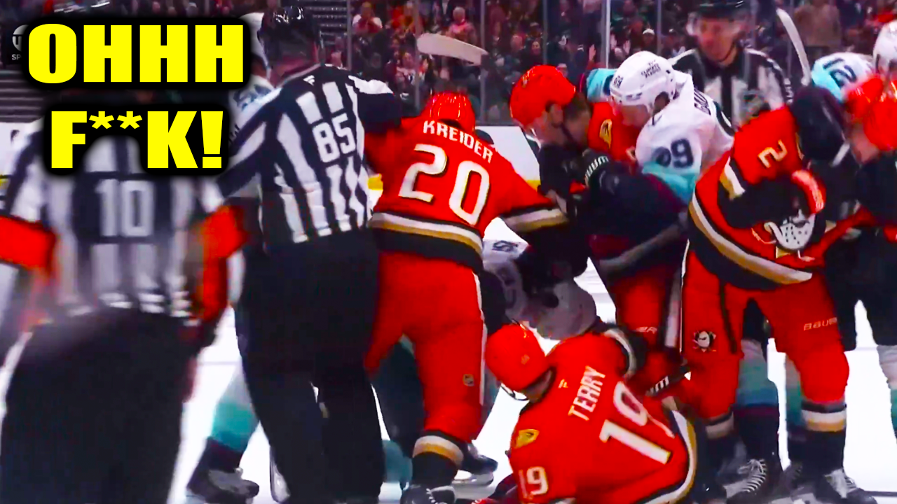 Jacob Melanson Dirty Hit on Troy Terry Fight Scrum Ensues | Seattle Kraken vs Anaheim Ducks 2026 Highlights