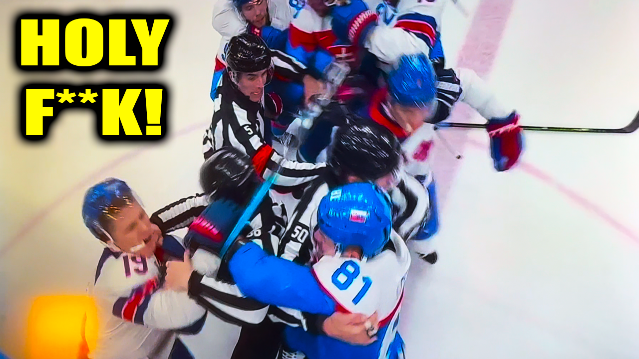 Matthew Tkachuk & Brady Tkachuk Erik Cernak Fight Scrum 10 Minute Game Misconducts | USA vs Slovakia 2026 Ice Hockey