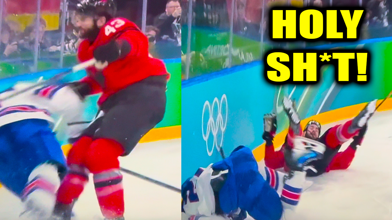 Tom Wilson HUGE Hit on Dylan Larkin | Team USA vs Team Canada 2026 Men’s Ice Hockey
