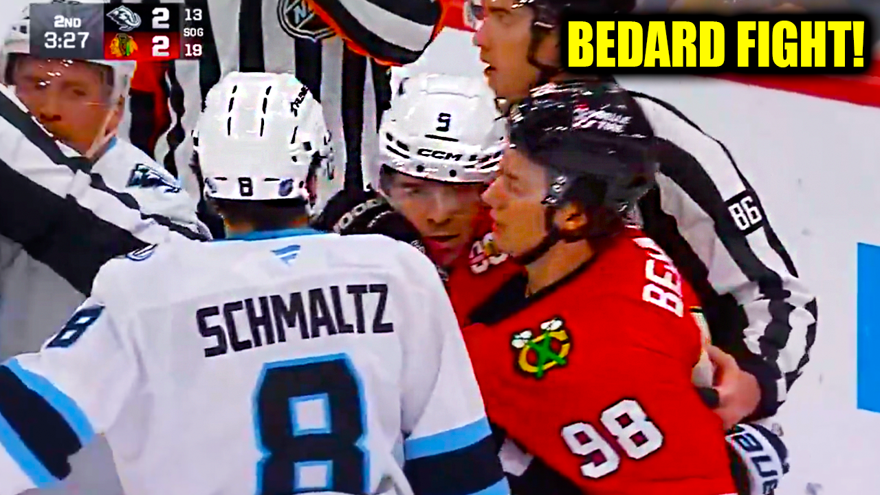 Connor Bedard Nate Schmidt, Schmaltz Fight Scrum | Utah Mammoth v Chicago Blackhawks 2026 Highlights