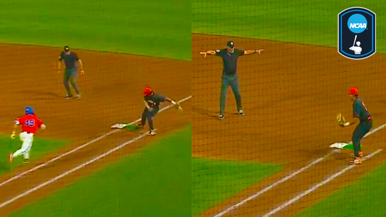 Josue Figueroa First Baseman Steps on Wrong First Base Bag | Florida A&M vs Florida Gators 2026 NCAA Highlights