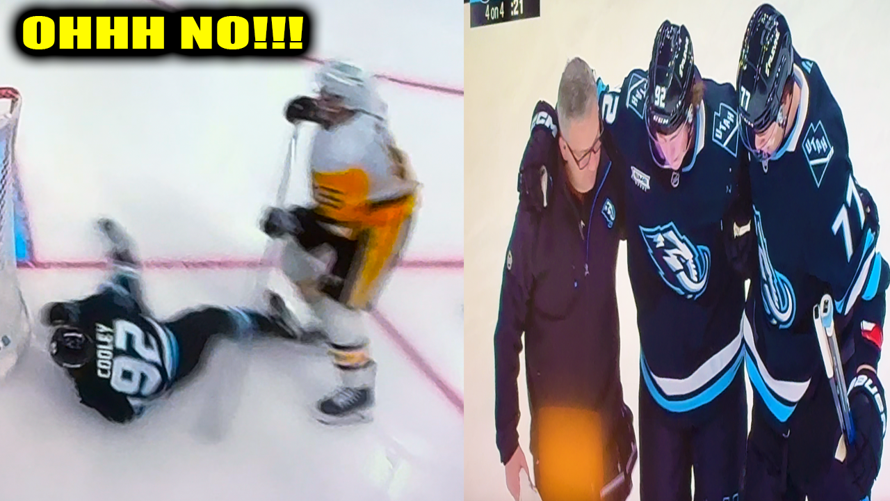 Logan Cooley Injury Crashes into Goal Post | Mammoth vs Penguins 2026 Highlights