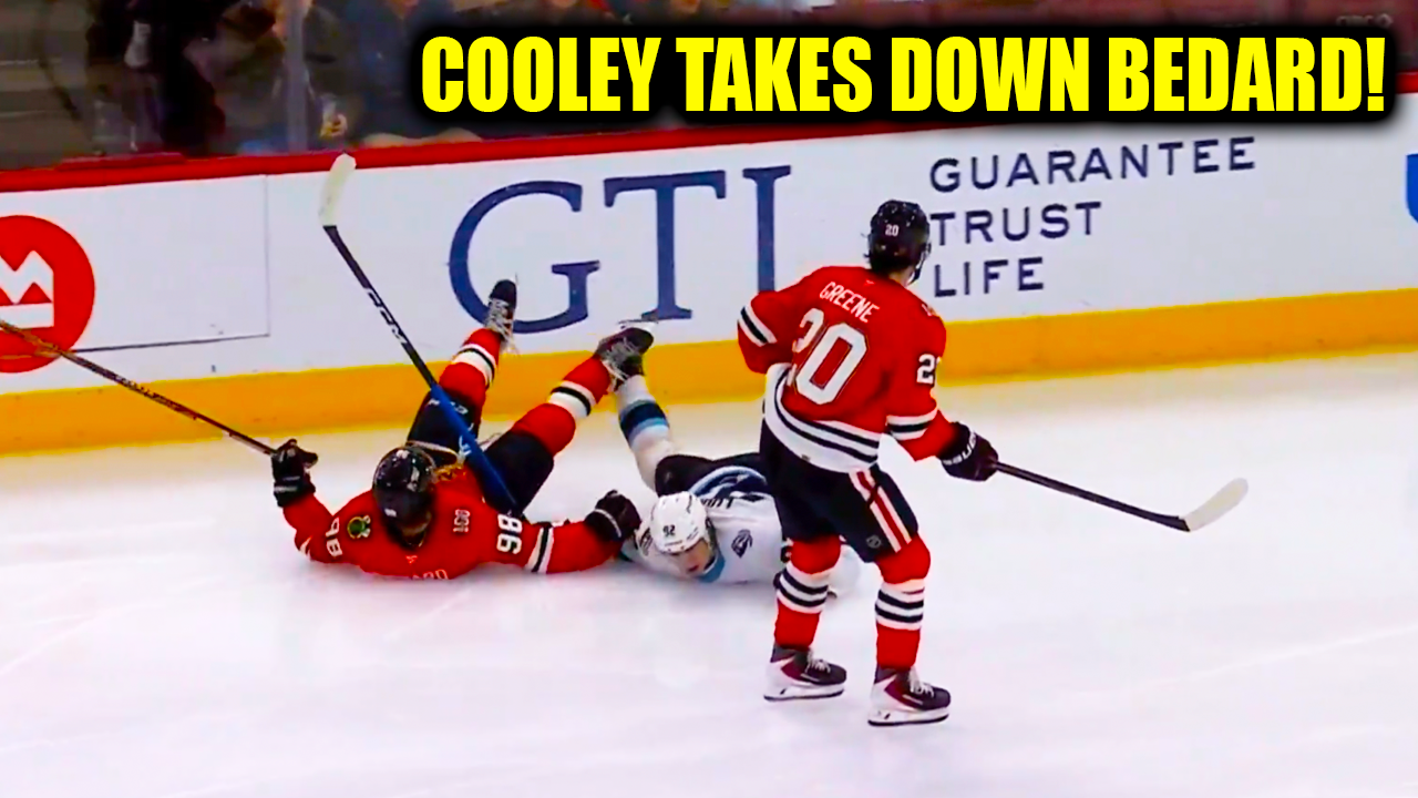 Logan Cooley with the takedown on Connor Bedard | Chicago Blackhawks vs Utah Mammoth 2026 Highlights
