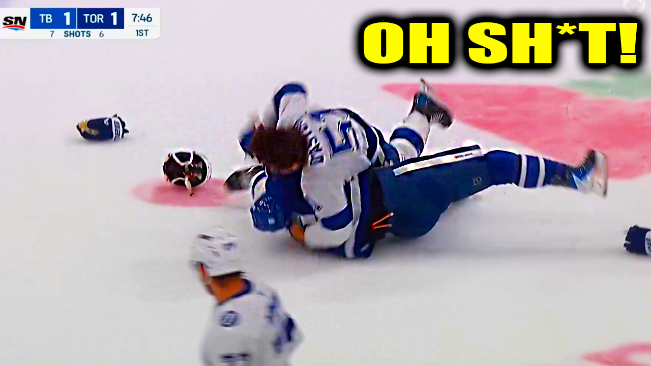Max Domi Charle Edouard D’Astous Fight Scrap | Tampa Bay Lightning vs Toronto Maple Leafs Highlights
