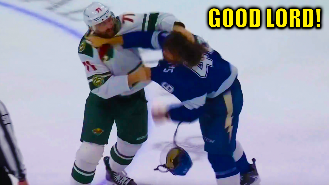 Scott Sabourin Nick Foligno Fight Scrap | Tampa Bay Lightning vs Minnesota Wild 2026 Highlights
