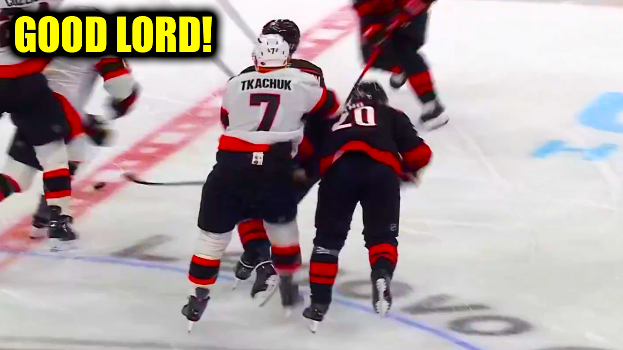 Brady Tkachuk was penalized for this shot to the back of Sebastian Aho’s head | Hurricanes vs Senators 2026 Playoffs Highlights