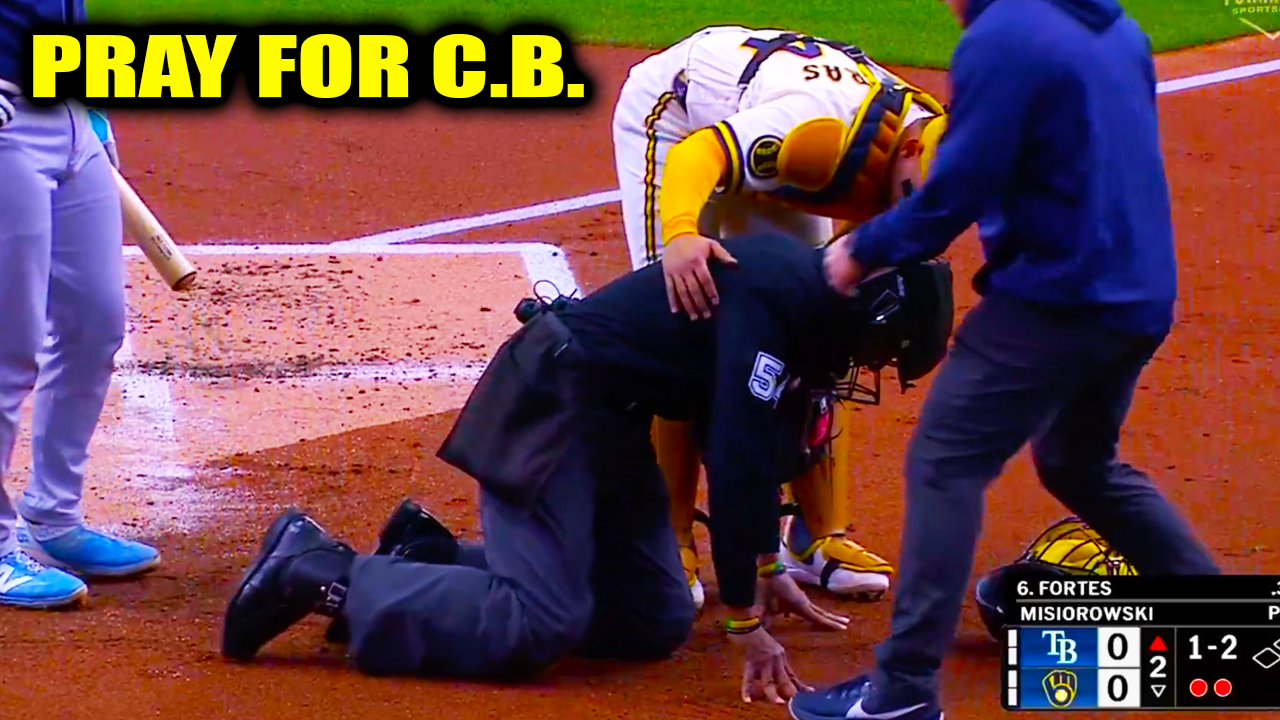 CB Bucknor Injury had to leave the game after taking a foul ball to the mask | Rays vs Brewers 2026 Highlights