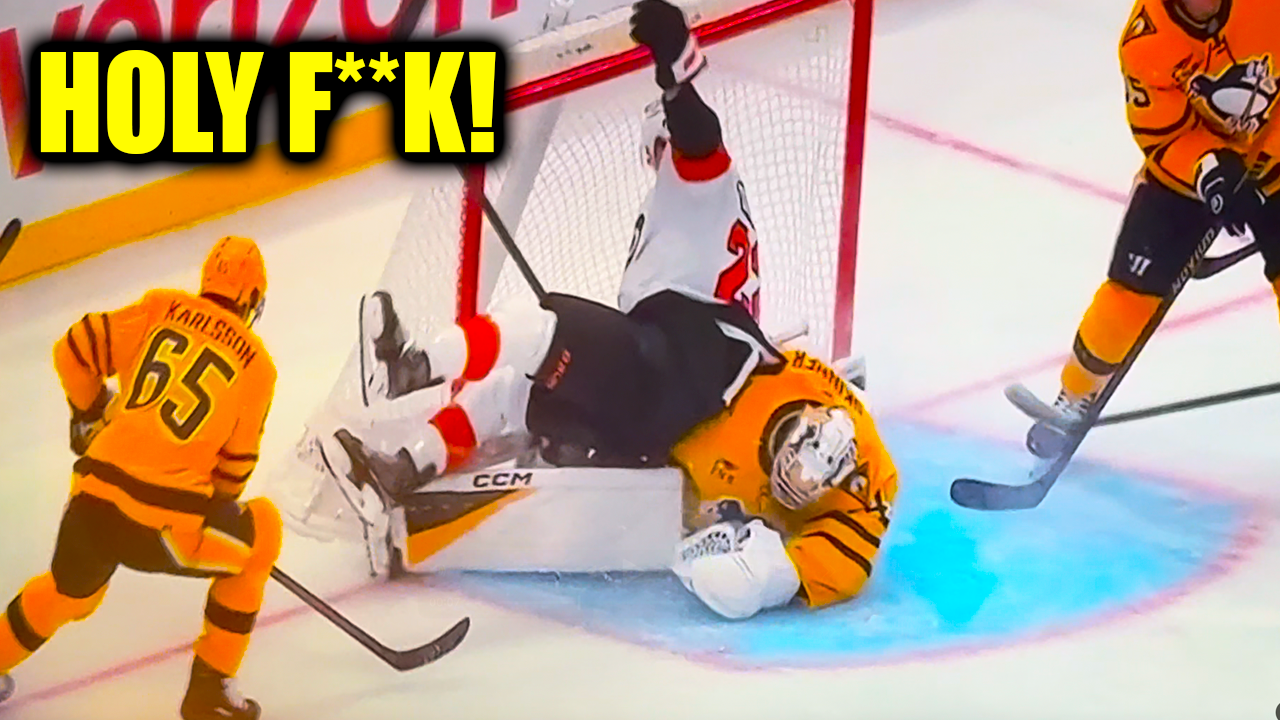 Christian Dvorak Stuart Skinner Collision | Flyers vs Penguins Game 1 2026 Playoffs Highlights
