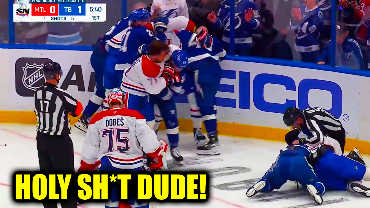 Montreal & Tampa Bay 1st Period Fight Scrum | Canadiens vs Lightning 2026 Highlights