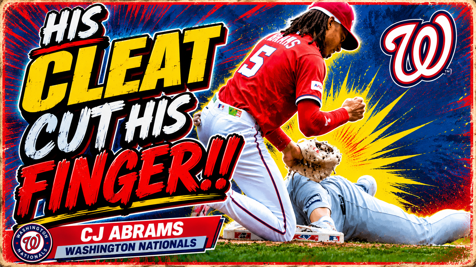 CJ Abrams Injury hand finger cut by cleat of Max Schuemann | Yankees vs Nationals 2026 Highlights