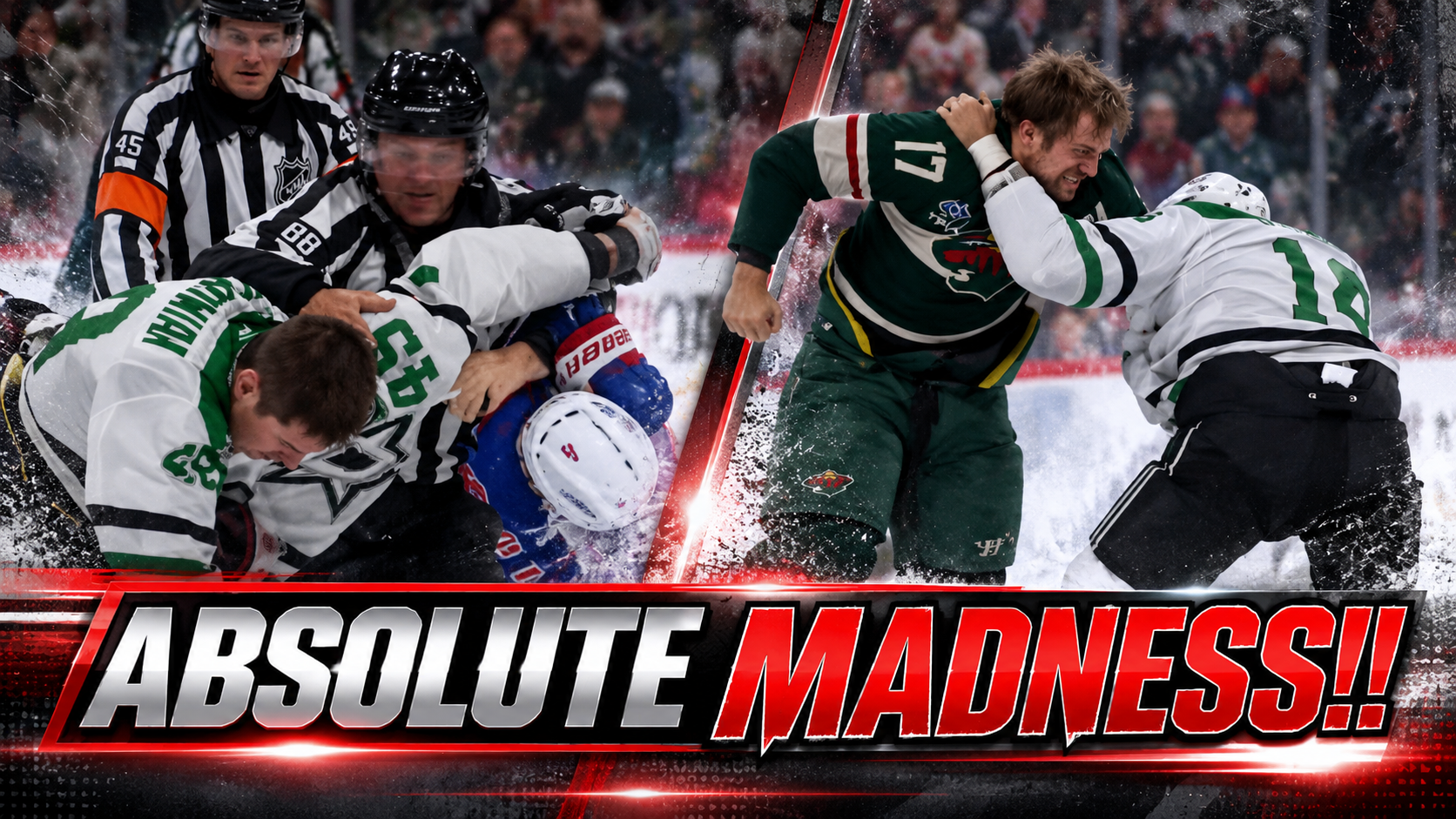 Jamie Benn & Marcus Foligno / Michael McCarron & Justin Hryckowian Fight | Wild vs Stars Highlights