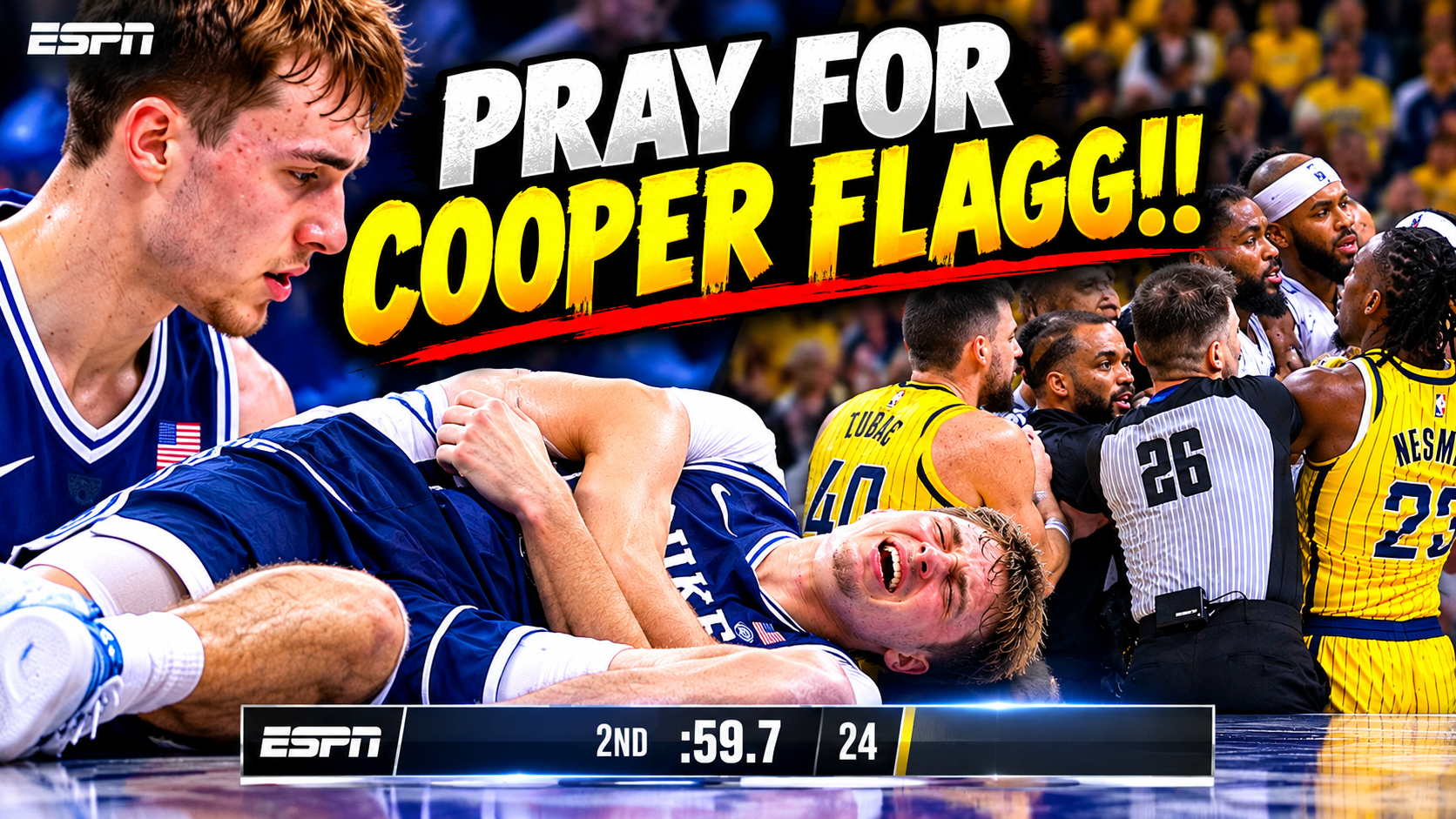 Cooper Flagg Injury After Foul from Aaron Nesmith Naji Marshall Fight | Pacers Mavericks Highlights