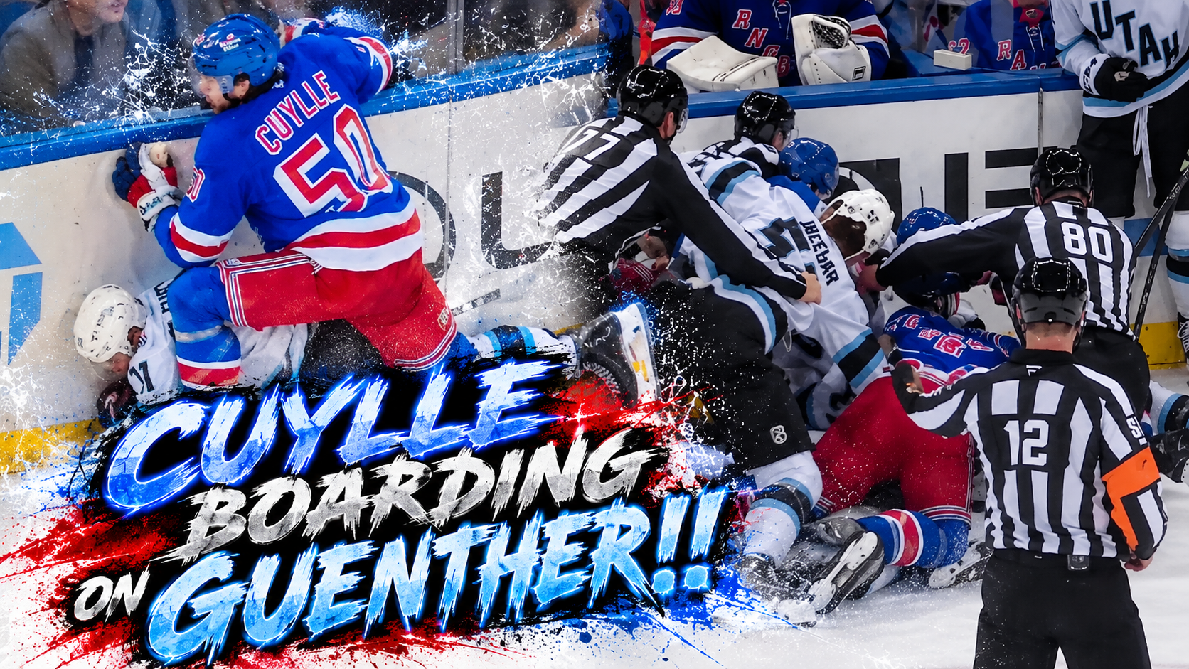 Will Cuylle Boarding Hit on Dylan Guenther Injury Fight Scrum | Rangers vs Mammoth 2026 Highlights