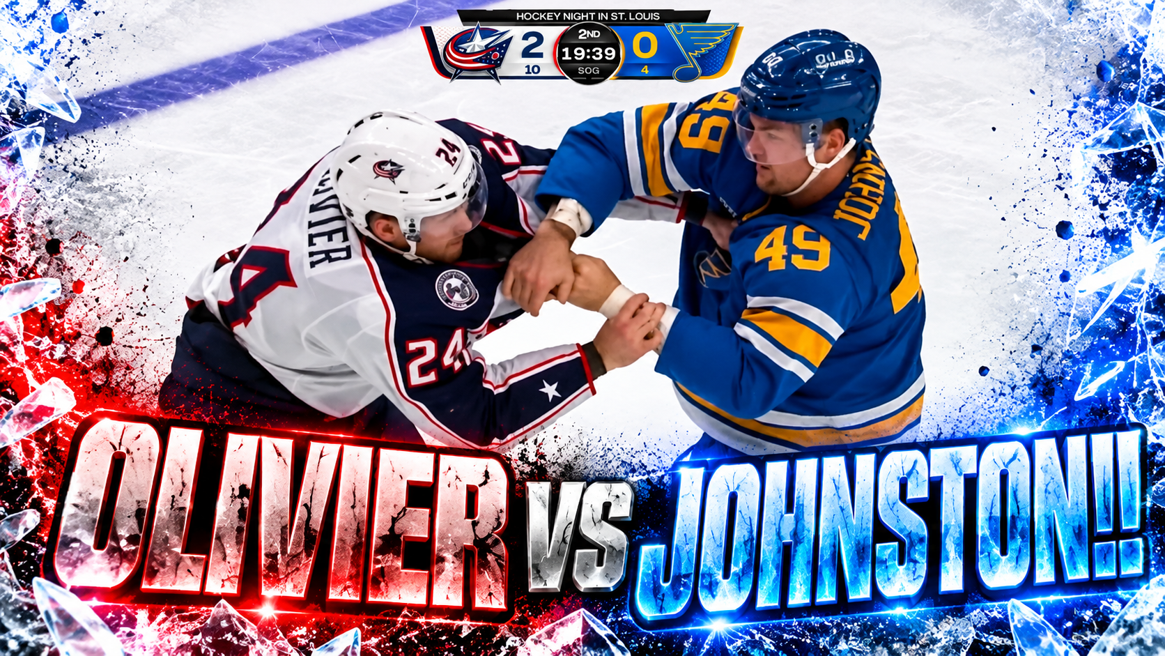 Mathieu Olivier Ross Johnston Fight Scrap | Columbus Blue Jackets vs St Louis Blues 2026 Highlights