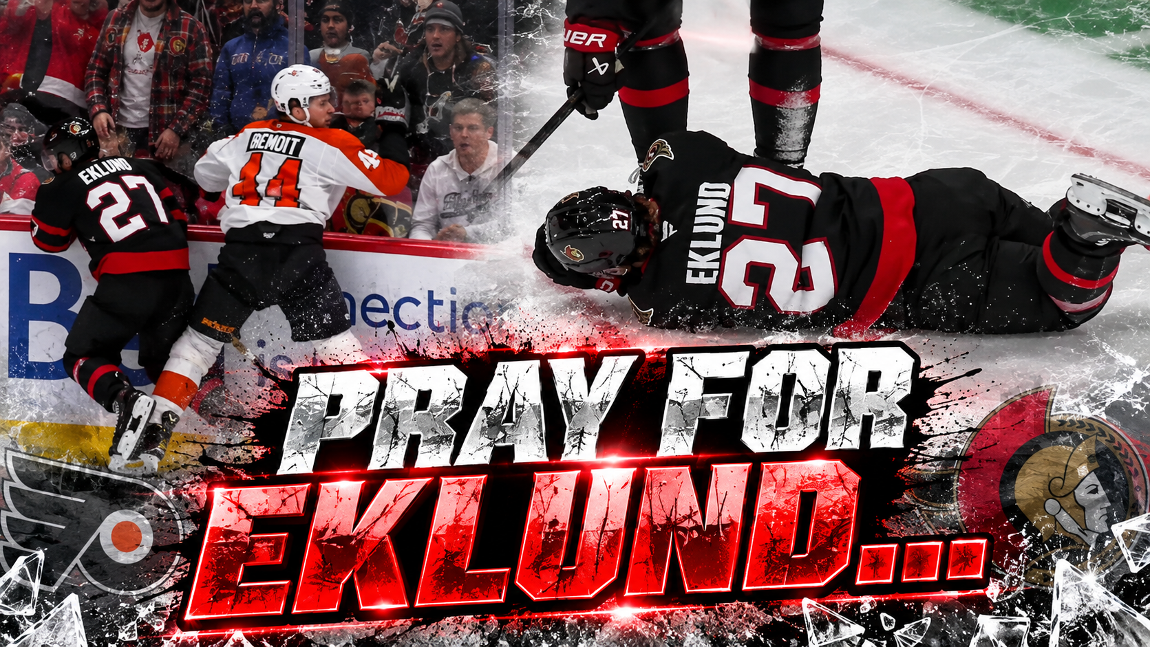 William Eklund Injury from Hit by Simon Benoit, Leaves Game | Senators vs Flyers 2026 Highlights