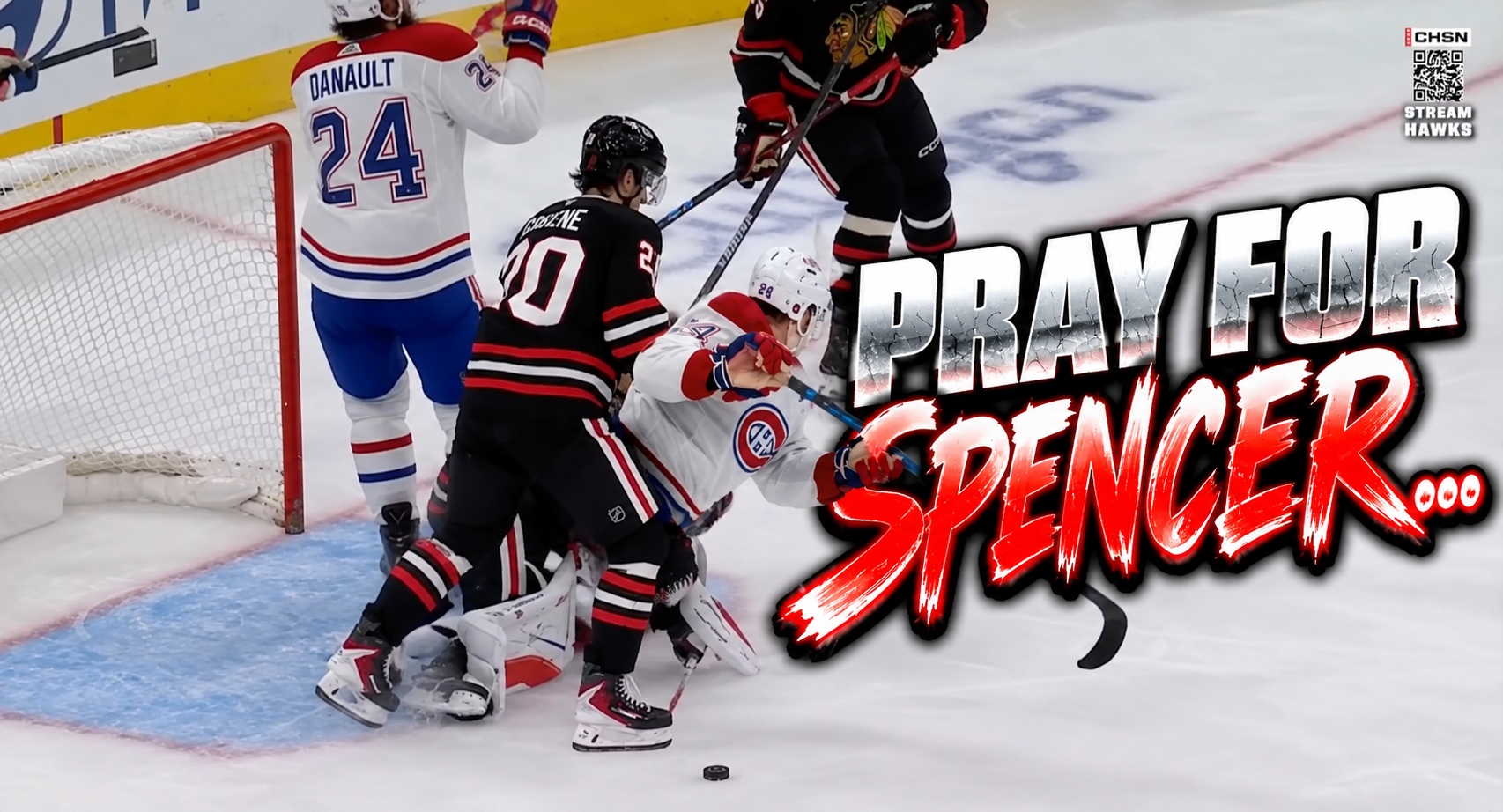 Phillip Danault’s skate catches Spencer Knight in mask | Blackhawks vs Canadiens 2026 Highlights