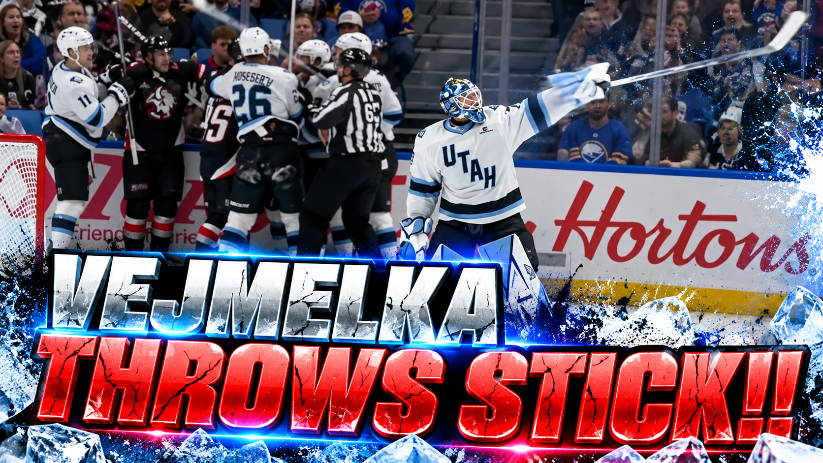 Karel Vejmelka Throws Sabres Stick in Netting 10-minute misconduct | Mammoth Sabres 2026 Highlights