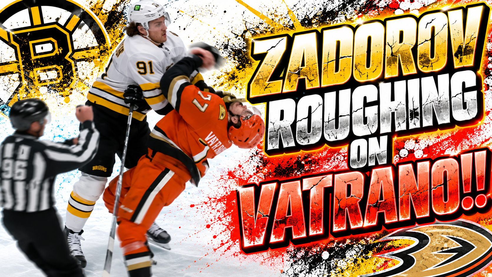 Nikita Zadorov Roughing Hit on Frank Vatrano | Anaheim Ducks vs Boston Bruins 2026 Highlights